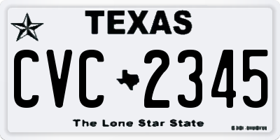 TX license plate CVC2345