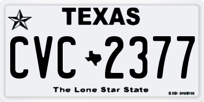 TX license plate CVC2377