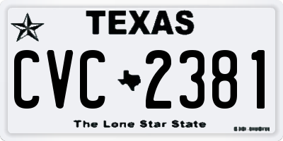 TX license plate CVC2381