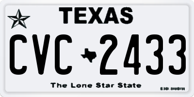 TX license plate CVC2433