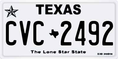 TX license plate CVC2492
