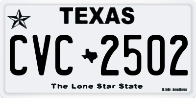 TX license plate CVC2502