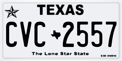TX license plate CVC2557