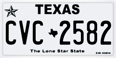TX license plate CVC2582