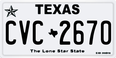 TX license plate CVC2670