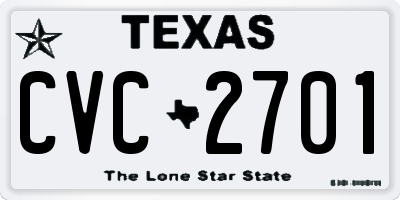 TX license plate CVC2701