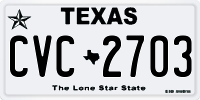TX license plate CVC2703