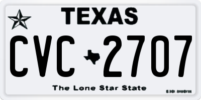 TX license plate CVC2707
