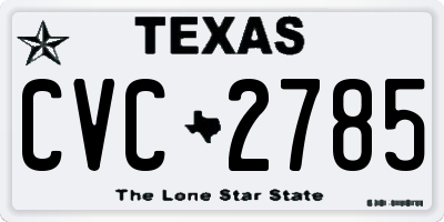 TX license plate CVC2785