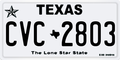 TX license plate CVC2803