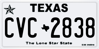 TX license plate CVC2838