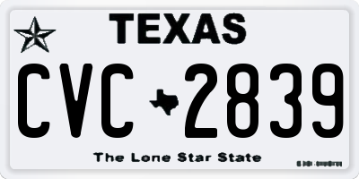 TX license plate CVC2839