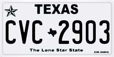TX license plate CVC2903