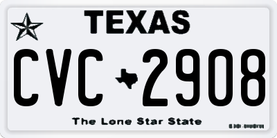 TX license plate CVC2908