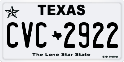 TX license plate CVC2922
