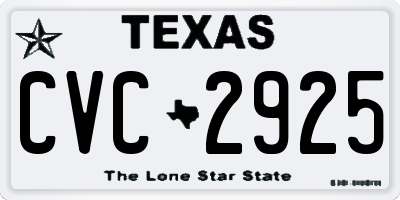 TX license plate CVC2925