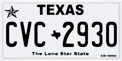 TX license plate CVC2930