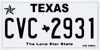 TX license plate CVC2931