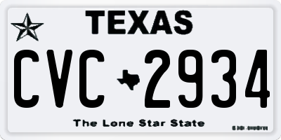 TX license plate CVC2934