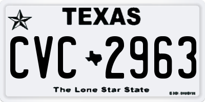 TX license plate CVC2963
