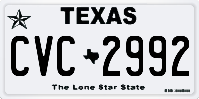 TX license plate CVC2992