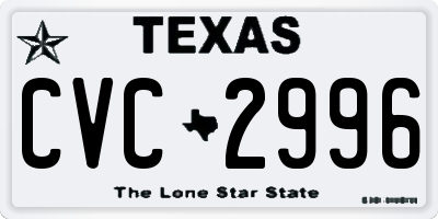 TX license plate CVC2996