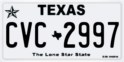 TX license plate CVC2997