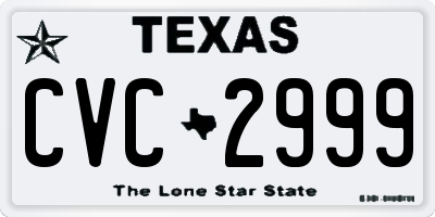 TX license plate CVC2999