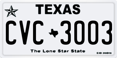 TX license plate CVC3003