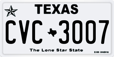 TX license plate CVC3007