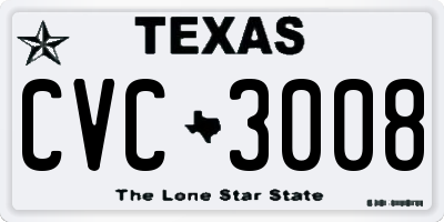 TX license plate CVC3008