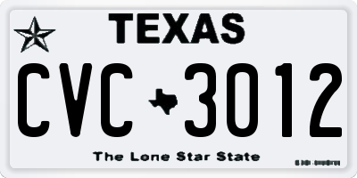 TX license plate CVC3012