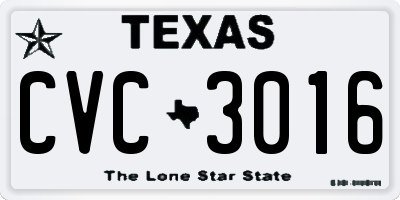 TX license plate CVC3016