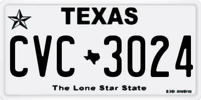 TX license plate CVC3024