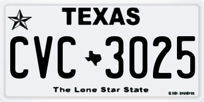 TX license plate CVC3025