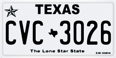 TX license plate CVC3026