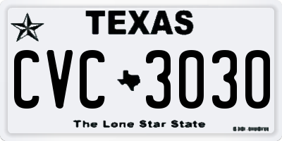 TX license plate CVC3030