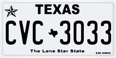 TX license plate CVC3033