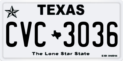 TX license plate CVC3036