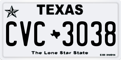 TX license plate CVC3038