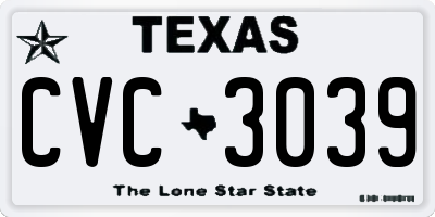 TX license plate CVC3039