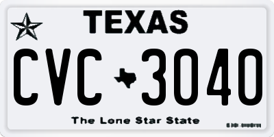 TX license plate CVC3040