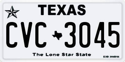 TX license plate CVC3045