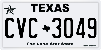 TX license plate CVC3049