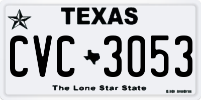 TX license plate CVC3053
