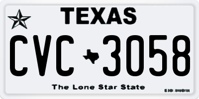 TX license plate CVC3058