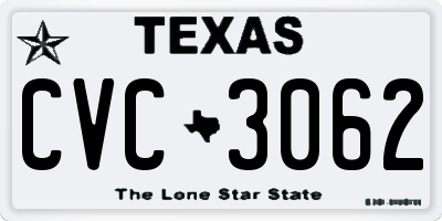 TX license plate CVC3062