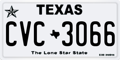 TX license plate CVC3066