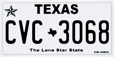 TX license plate CVC3068
