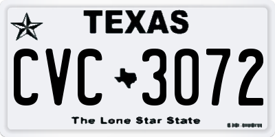 TX license plate CVC3072